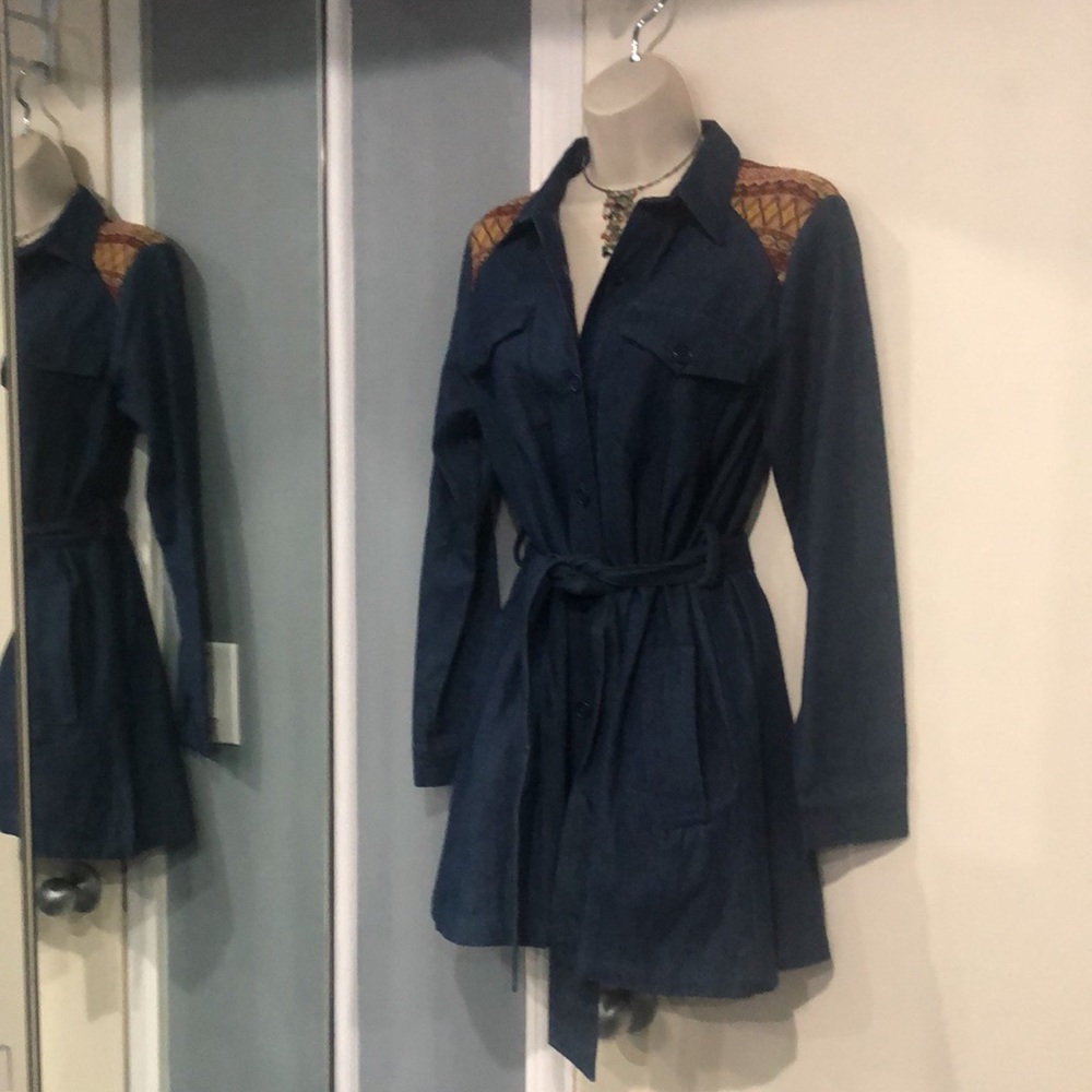 Flying Tomato Denim Aztec Shirtdress with Belt - Picture 9 of 15